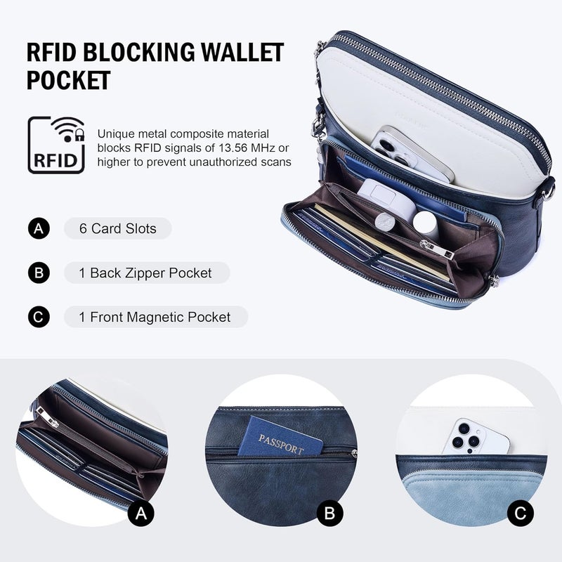 Roulens Crossbody Purse for Women Vegan Leather Medium Crossbody Wallet Bag for Travel Women Shoulder Handbags with Tassel - Image 3
